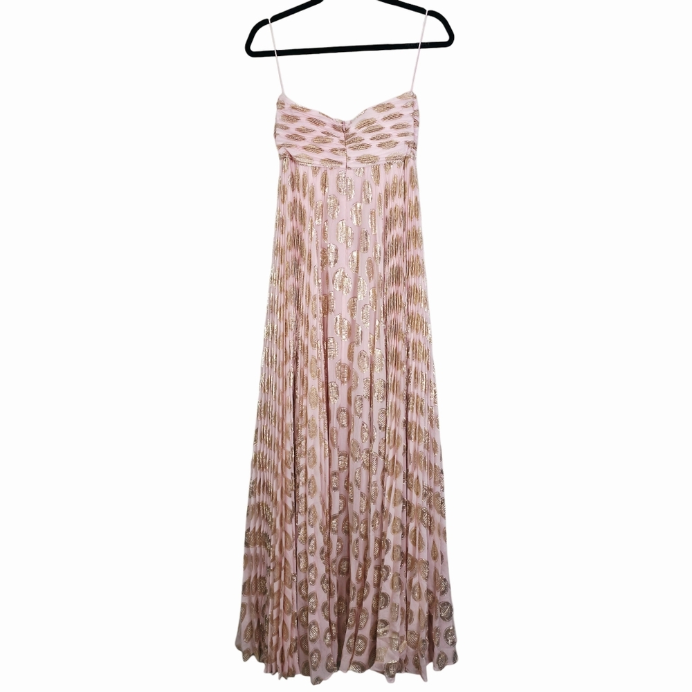 Alexis Maryana Maxi Dress Pink Murex Shell Strapless Pleated Metallic Size S - Picture 7 of 11